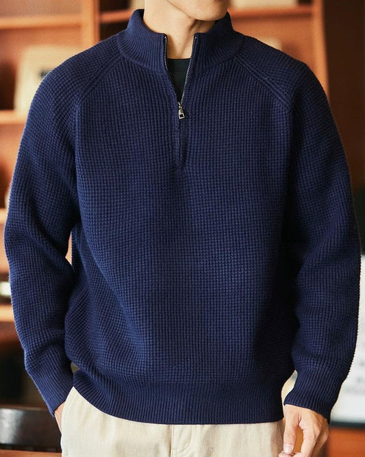 ロックランド ハーフジップスタンドカラーワッフルニット 2297