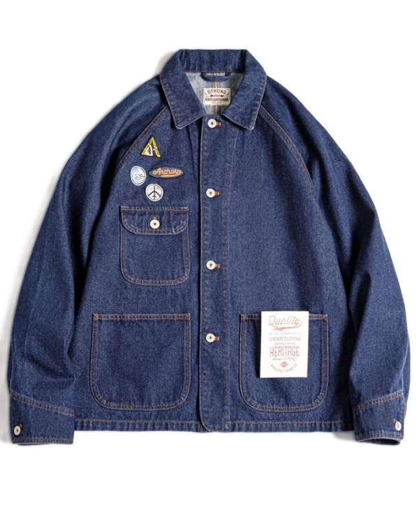 ルイ バッジ刺繍入りデニムジャケット 1006