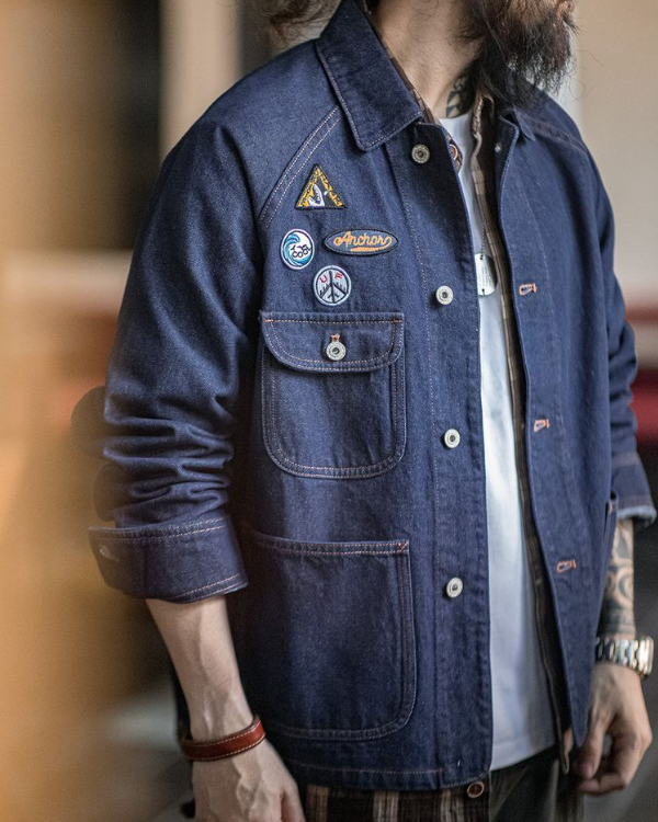 ルイ バッジ刺繍入りデニムジャケット 1006