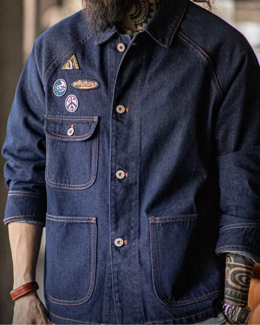 ルイ バッジ刺繍入りデニムジャケット 1006