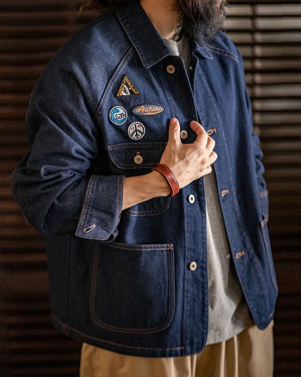 ルイ バッジ刺繍入りデニムジャケット 1006