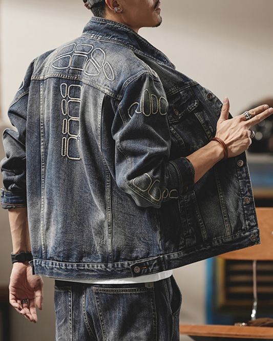 ブレッカー 刺繍入りデニムジャケット 1138