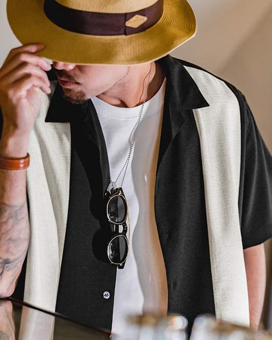 ノガレス ホワイトストライプ リネンシャツ 1308