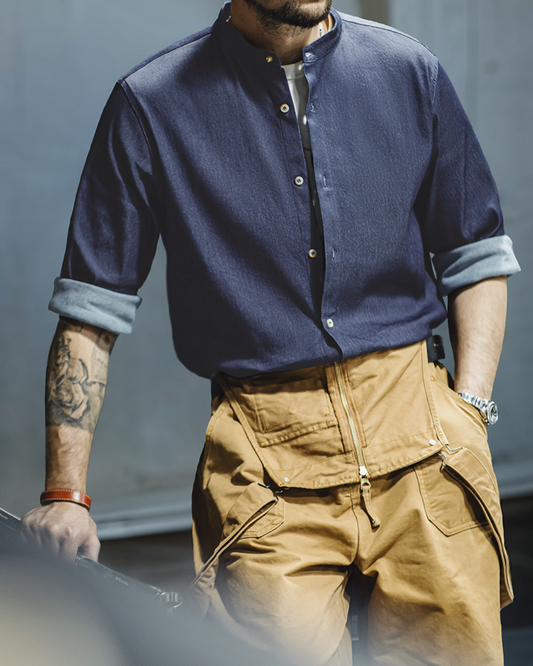 グローヴァー シルクデニム ラウンドネックシャツ 1340