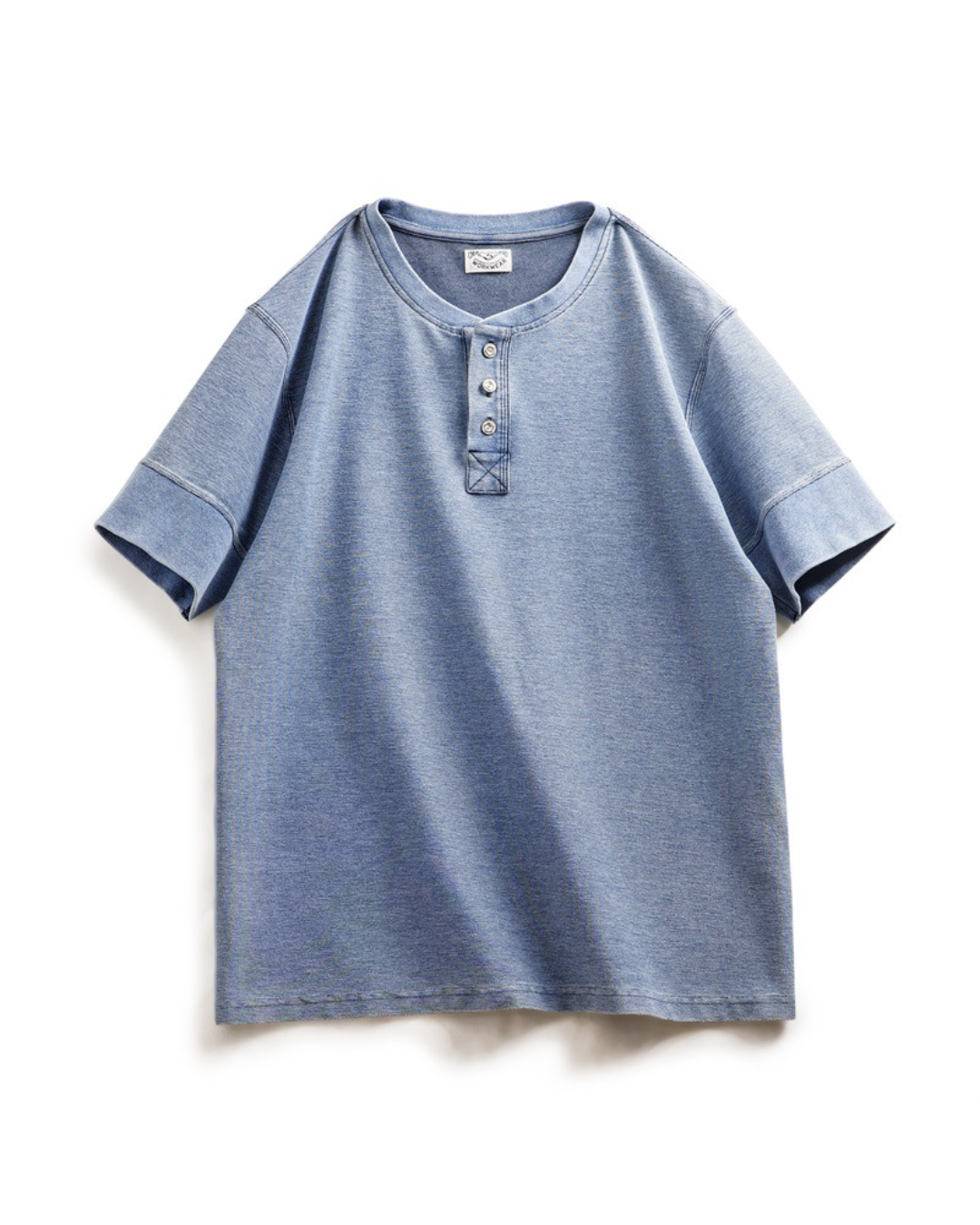 ランカスター ダメージ加工デニムヘンリーネックTシャツ 1462