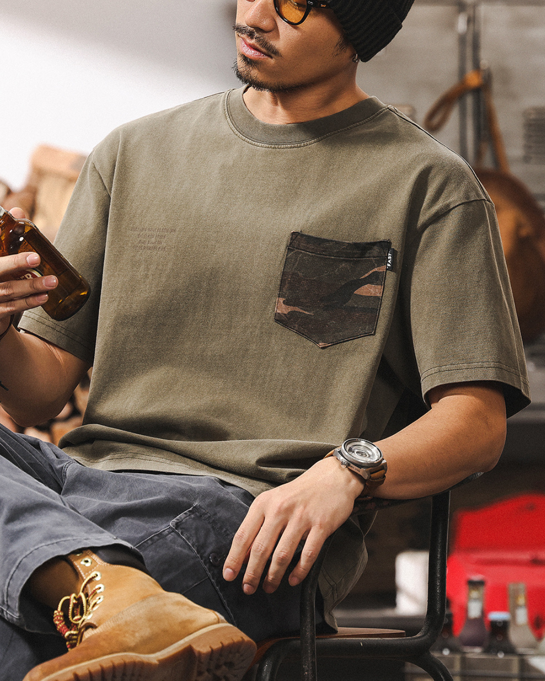 フィルモア 迷彩ポケットクルーネックTシャツ 1492