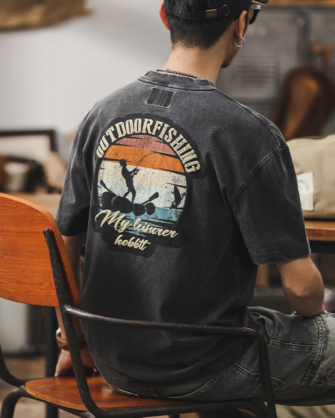 ユーニス フィッシングプリントクルーネックTシャツ1578
