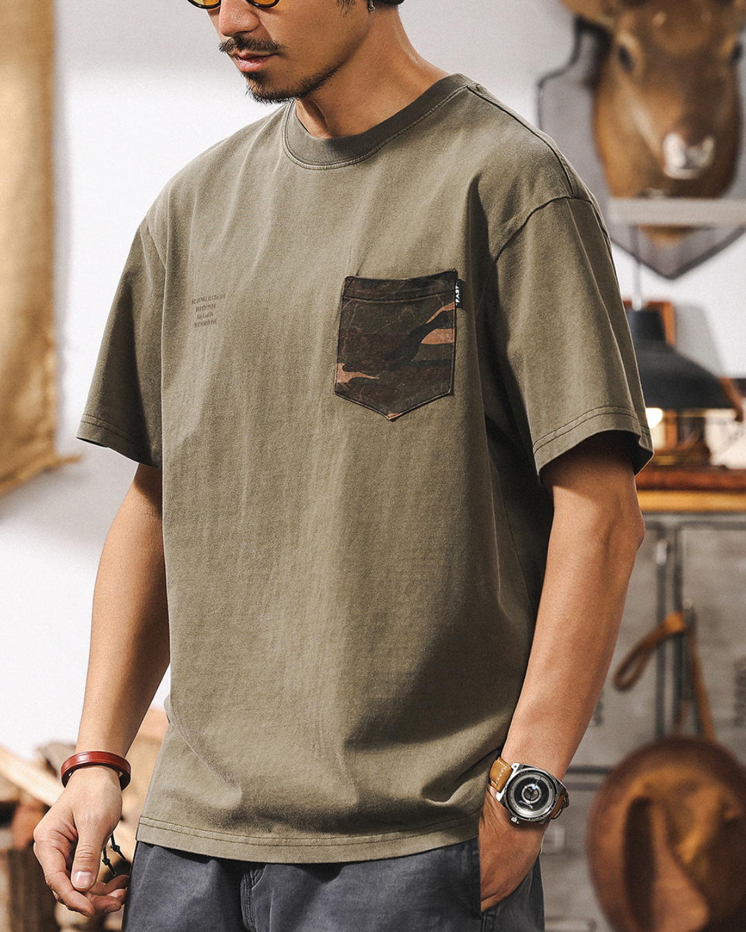 フィルモア 迷彩ポケットクルーネックTシャツ 1492