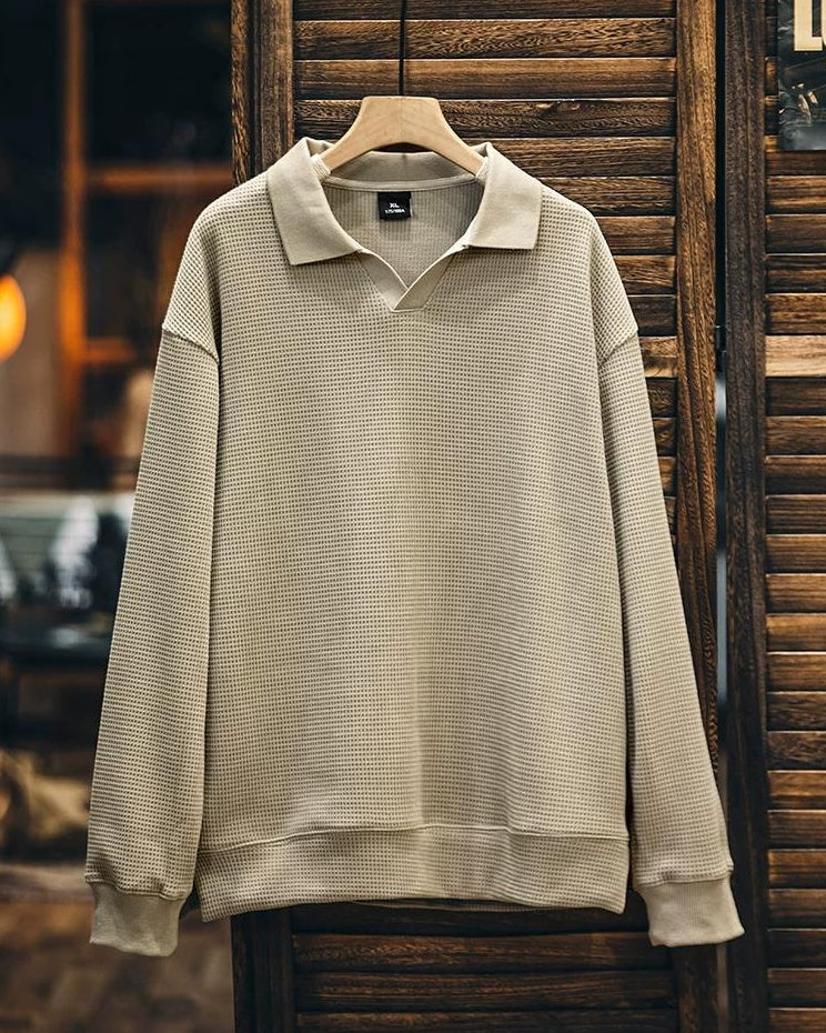 クインジー スキッパーポロワッフルプルオーバー 2445