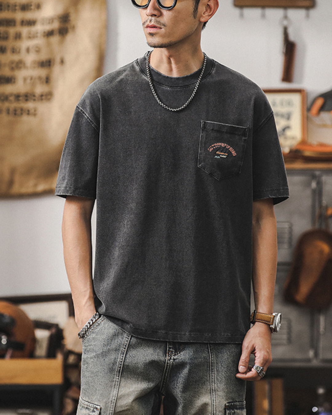 ユーニス フィッシングプリントクルーネックTシャツ1578