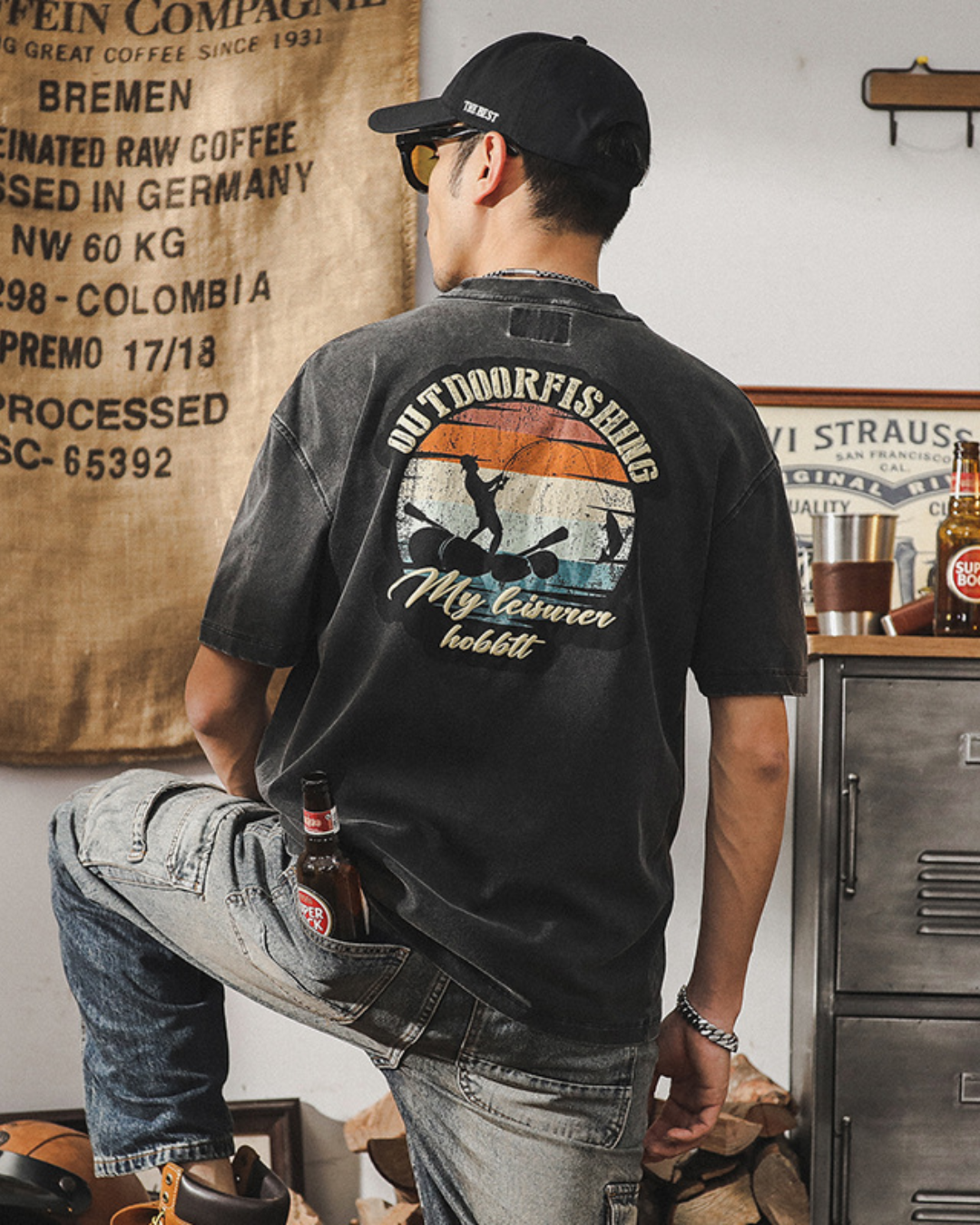 ユーニス フィッシングプリントクルーネックTシャツ1578