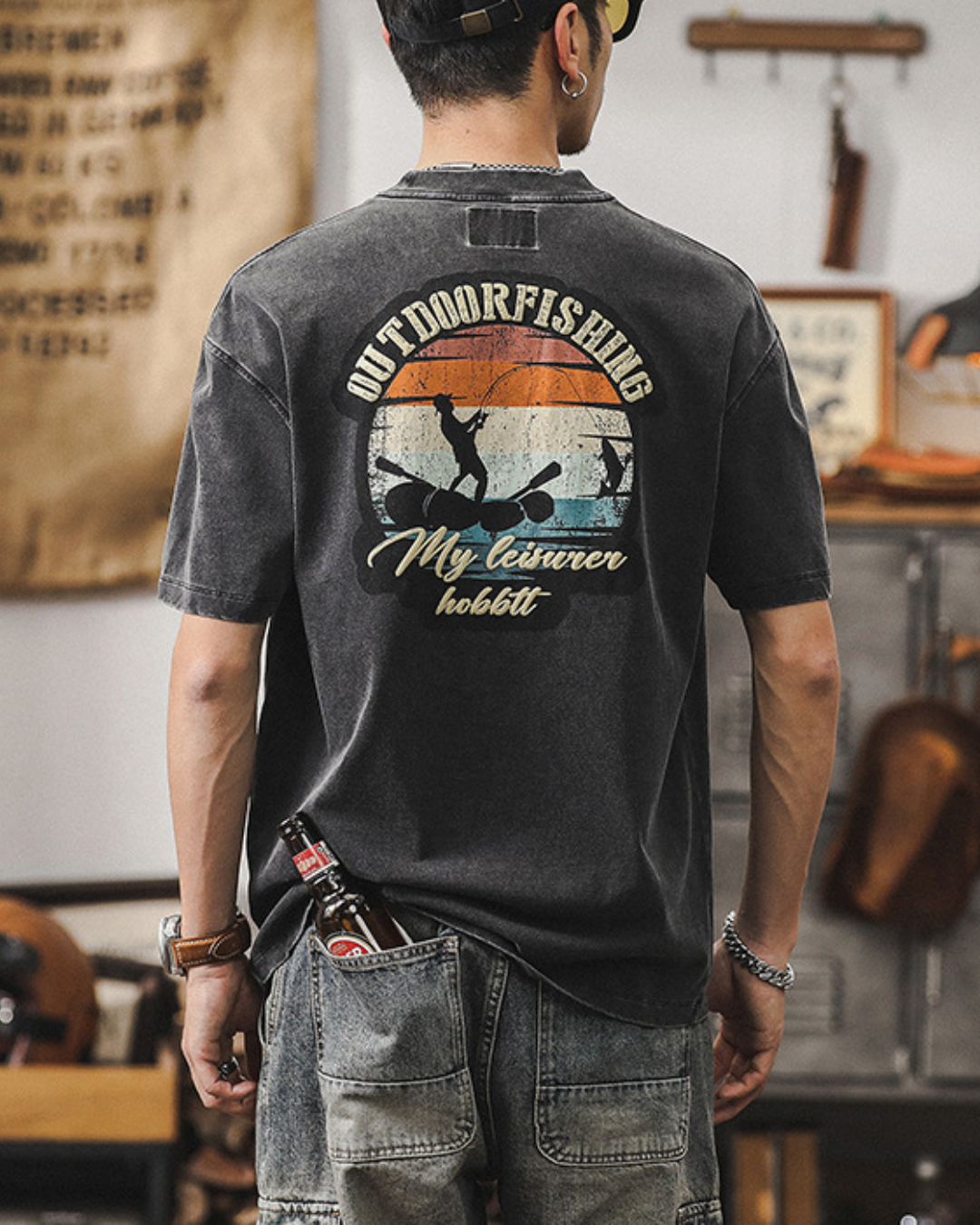 ユーニス フィッシングプリントクルーネックTシャツ1578