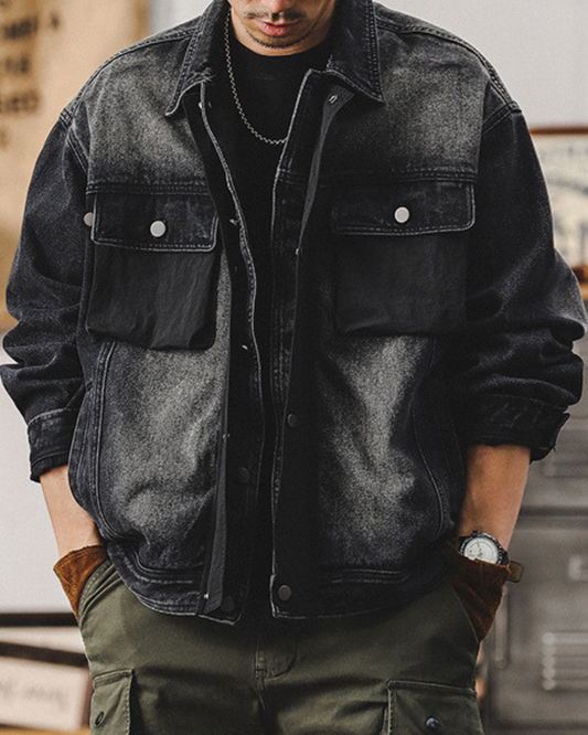 ケイラ― ダブルポケットウォッシュブラックデニムジャケット 2170