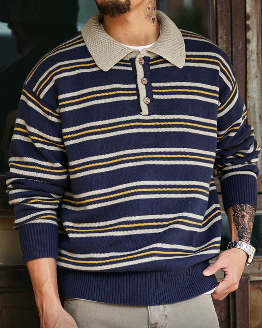 モントピリア ポロカラーレトロボーダーニット 2293