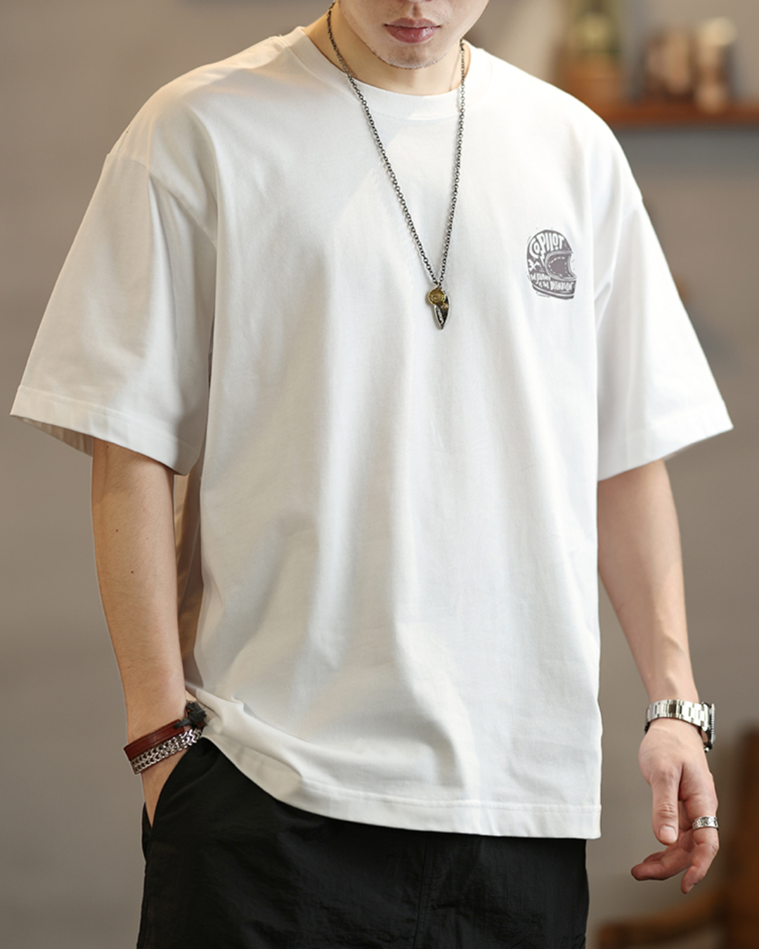 キャボット バイクプリントTシャツ 1641
