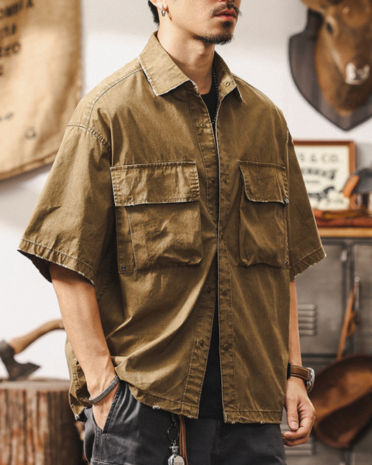 ワスコ ダメージウォッシュワークシャツ 1655