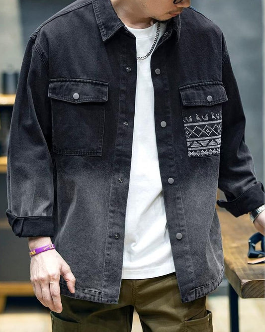 ドーバー デザインポケットグラデーションデニムシャツ 2363