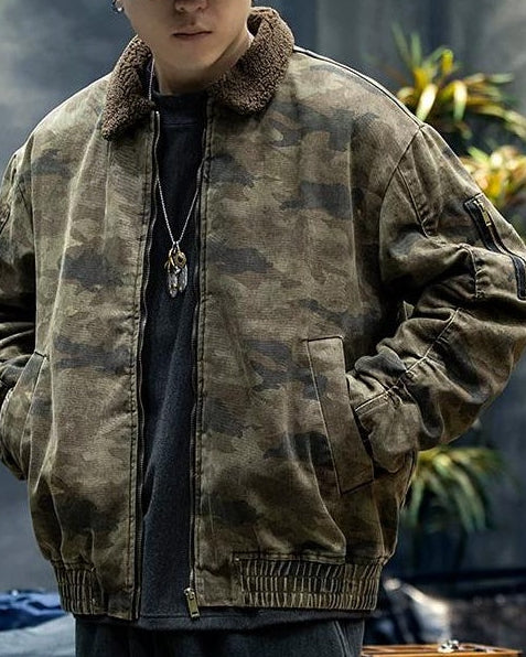 アタスカデロ ボアカラーカモ柄ボンバージャケット 2382