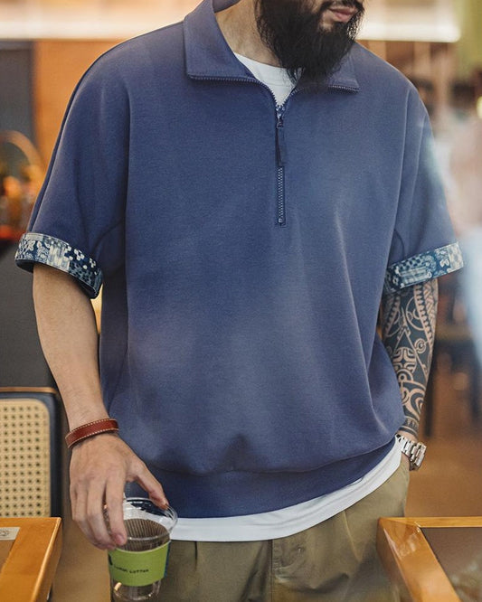 クリーバーン パッチワークカフハーフジップシャツ 2640