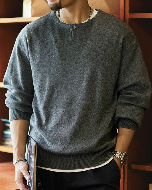 メスキート ワンボタンUネックニットセーター 2323