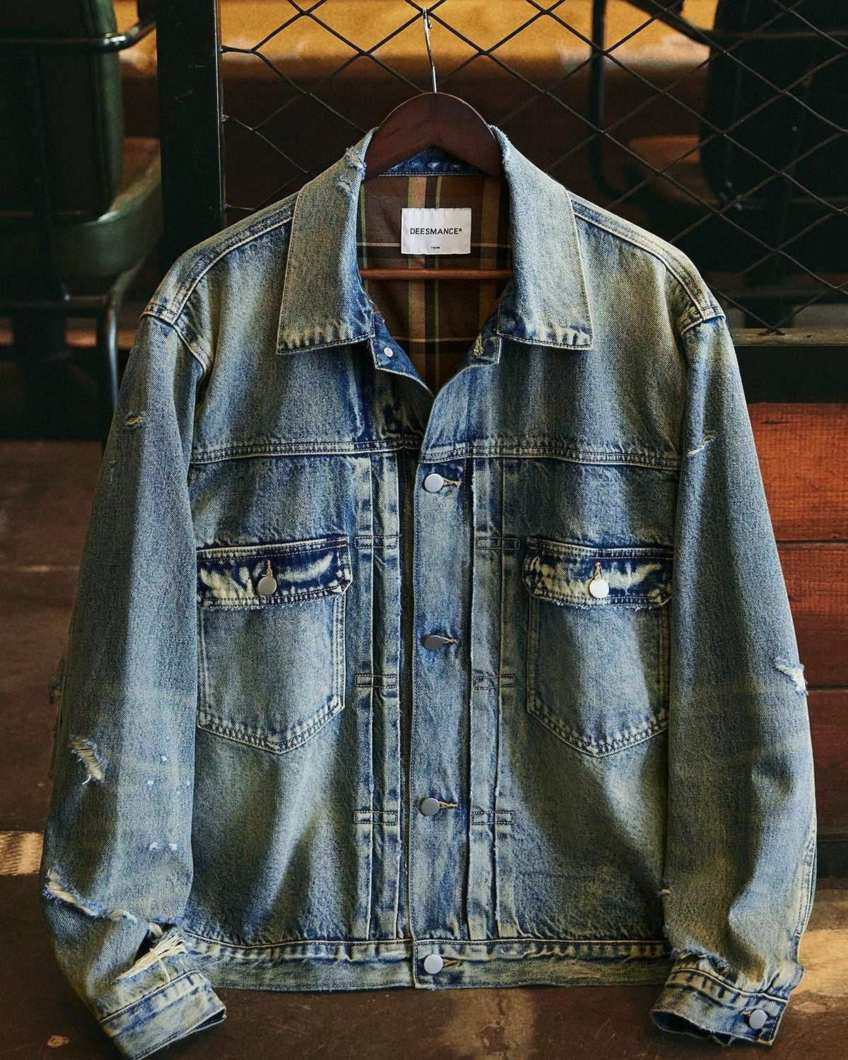 オデッサ ヴィンテージウォッシュ裏チェックデニムジャケット 2327