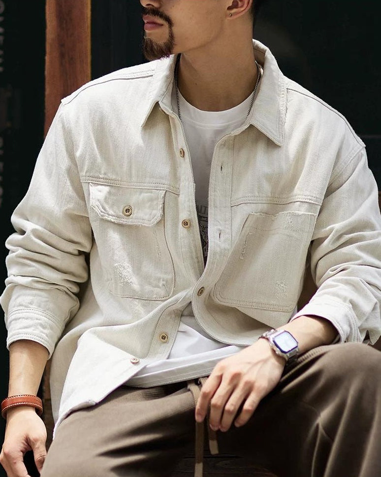 メイソンシティ ツイルヘリンボーンワークシャツブルゾン 2402