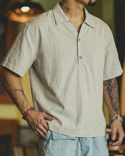 ラトン Vネックハーフボタンプルオーバーシャツ 2592