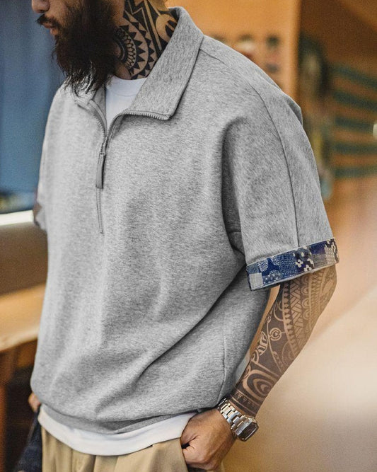 クリーバーン パッチワークカフハーフジップシャツ 2640