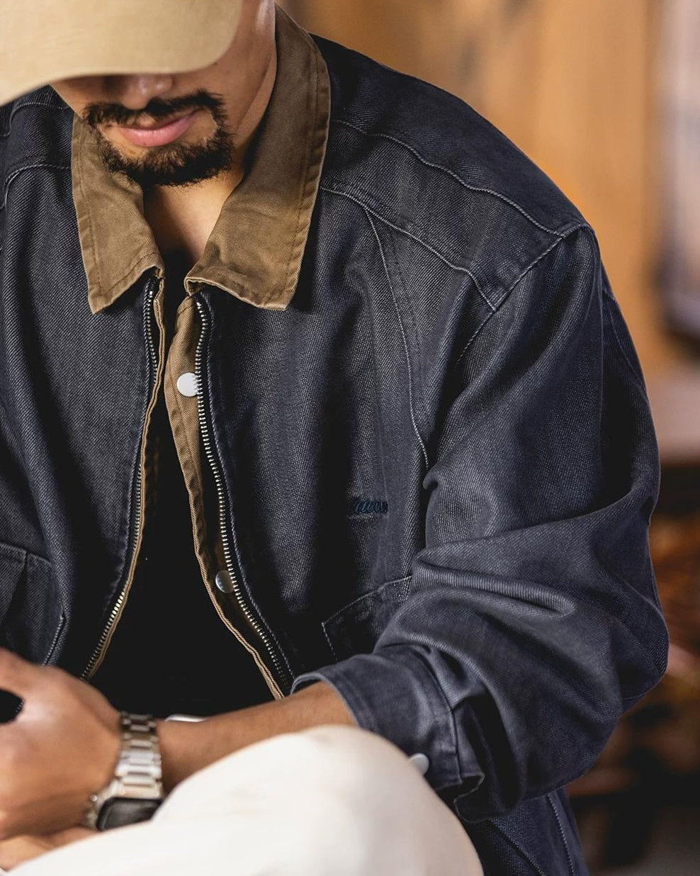 ウェスタリー バイカラー襟切替ラグランワークブルゾン 2491