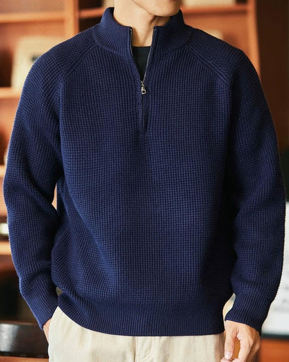ロックランド ハーフジップスタンドカラーワッフルニット 2297
