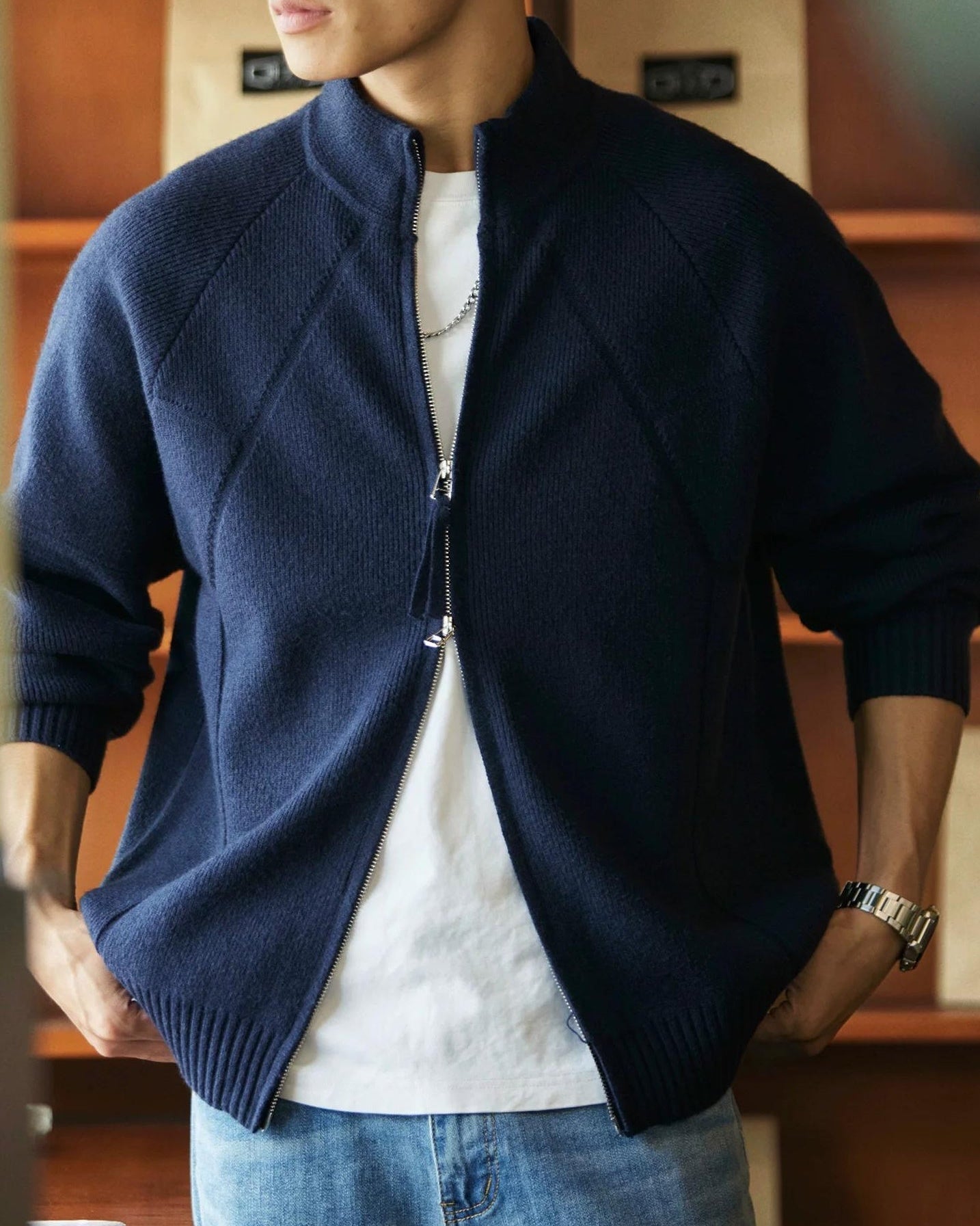 モーゼスレイク フルジップニットセーター 2387