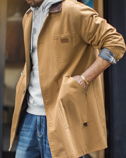 カイルア コーデュロイ襟キャンバスロングコート 2241