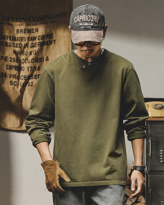 ハーリンゲン ヘンリーカラー コーマコットンロングTシャツ 1358