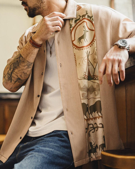 リトルコンプトン ネイティブ柄オープンカラー半袖シャツ 2570