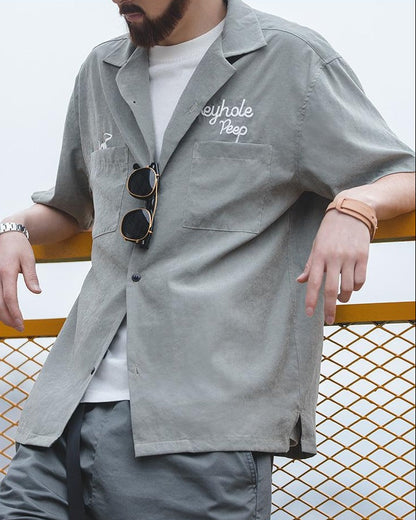 オイルシティ レタードエンブロイダリーオープンカラーシャツ 2635