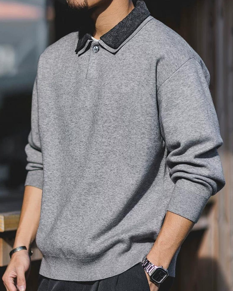 ウォーターベリー フェイクレイヤードポロカラーニット 2374