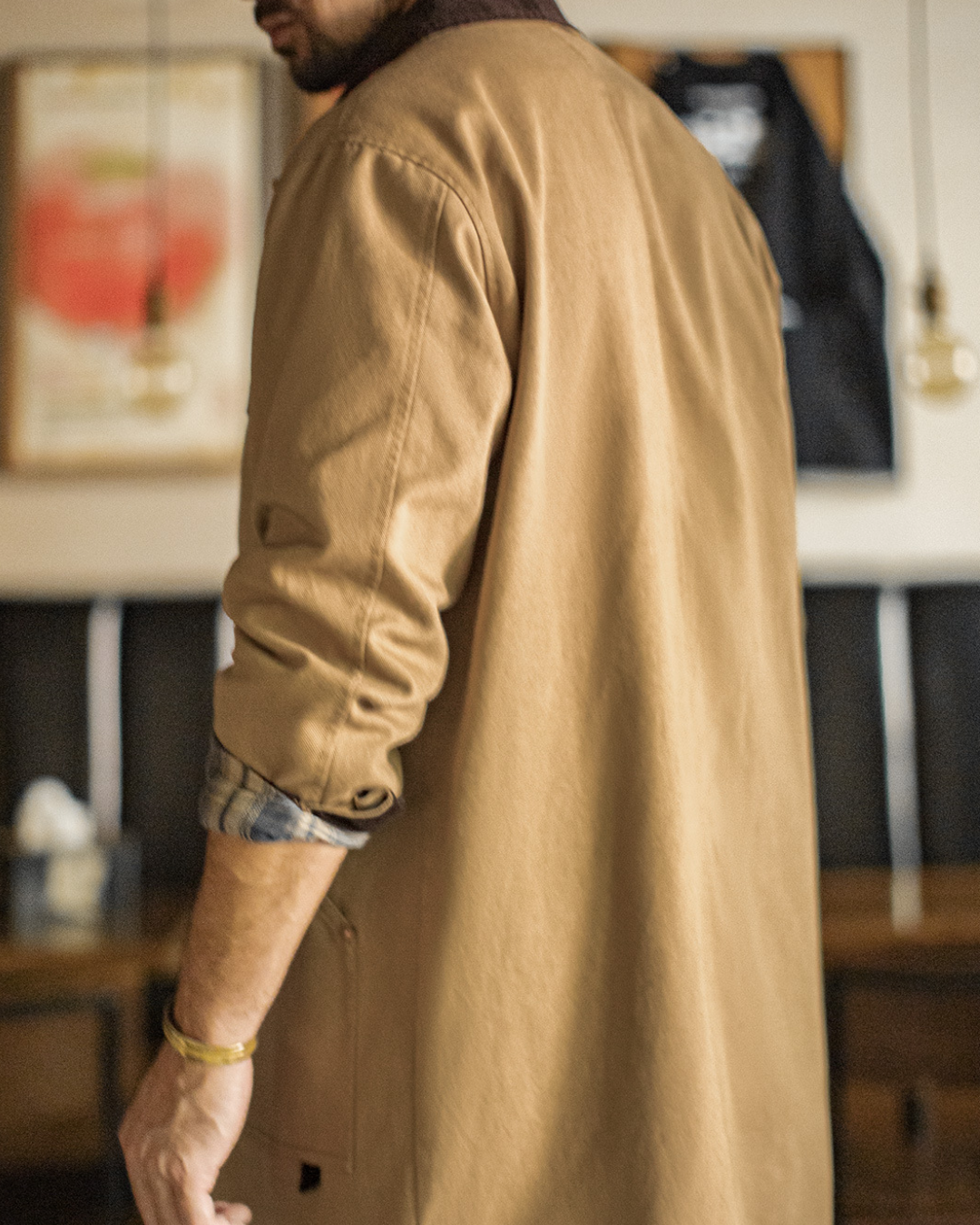 カイルア コーデュロイ襟キャンバスロングコート 2241