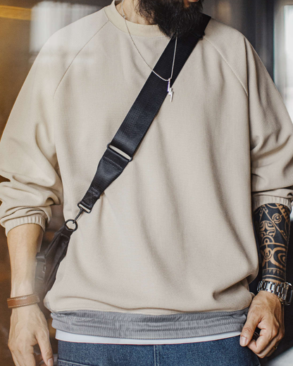 メドフォード 裾ドロストワッフル編みラグランスウェット 2249