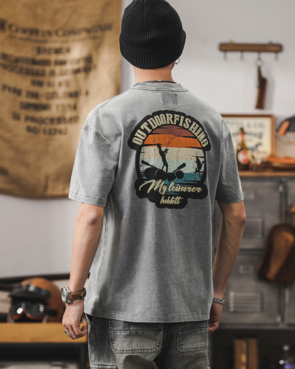 ユーニス フィッシングプリントクルーネックTシャツ1578