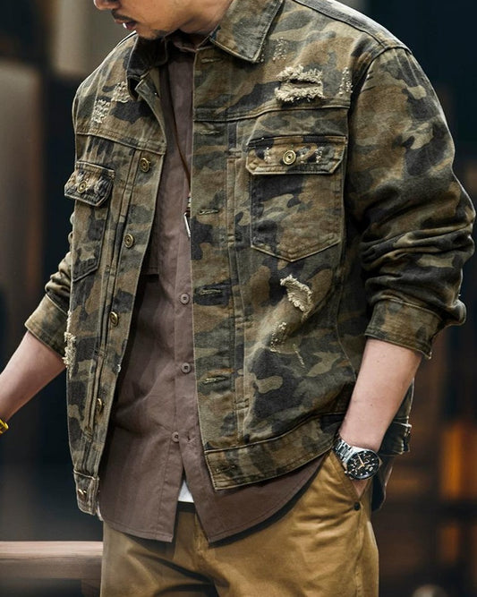 セントジョセフ カモ柄ダメージデニムジャケット 2340