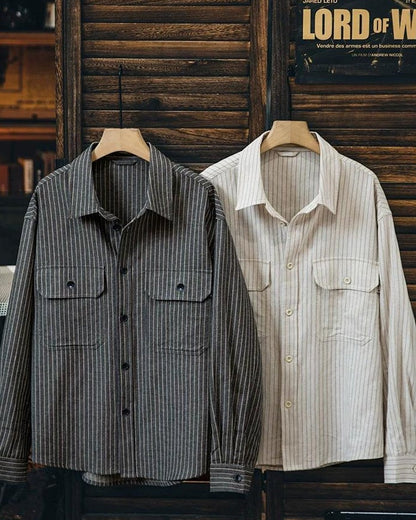 ワッソー ヒッコリーストライプワイドワークシャツ 2405