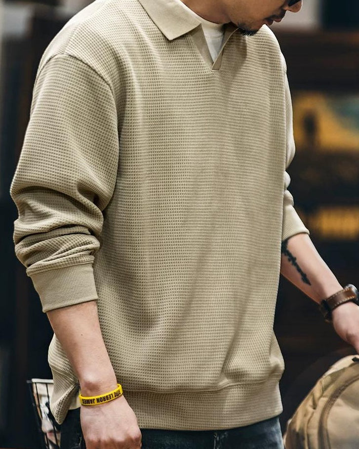 クインジー スキッパーポロワッフルプルオーバー 2445