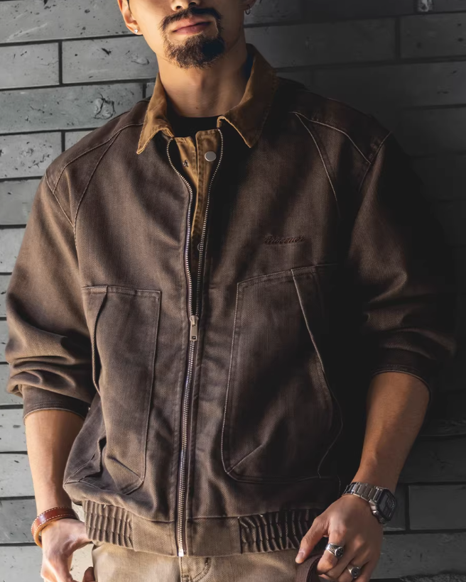 ウェスタリー バイカラー襟切替ラグランワークブルゾン 2491