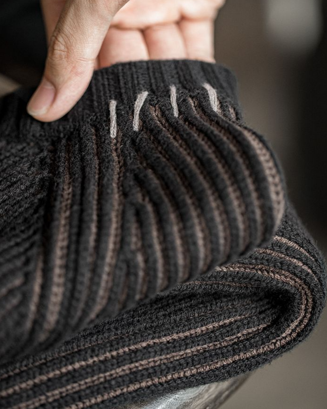 オーレリア ステッチツートンカラーリブニットプルオーバー 2192