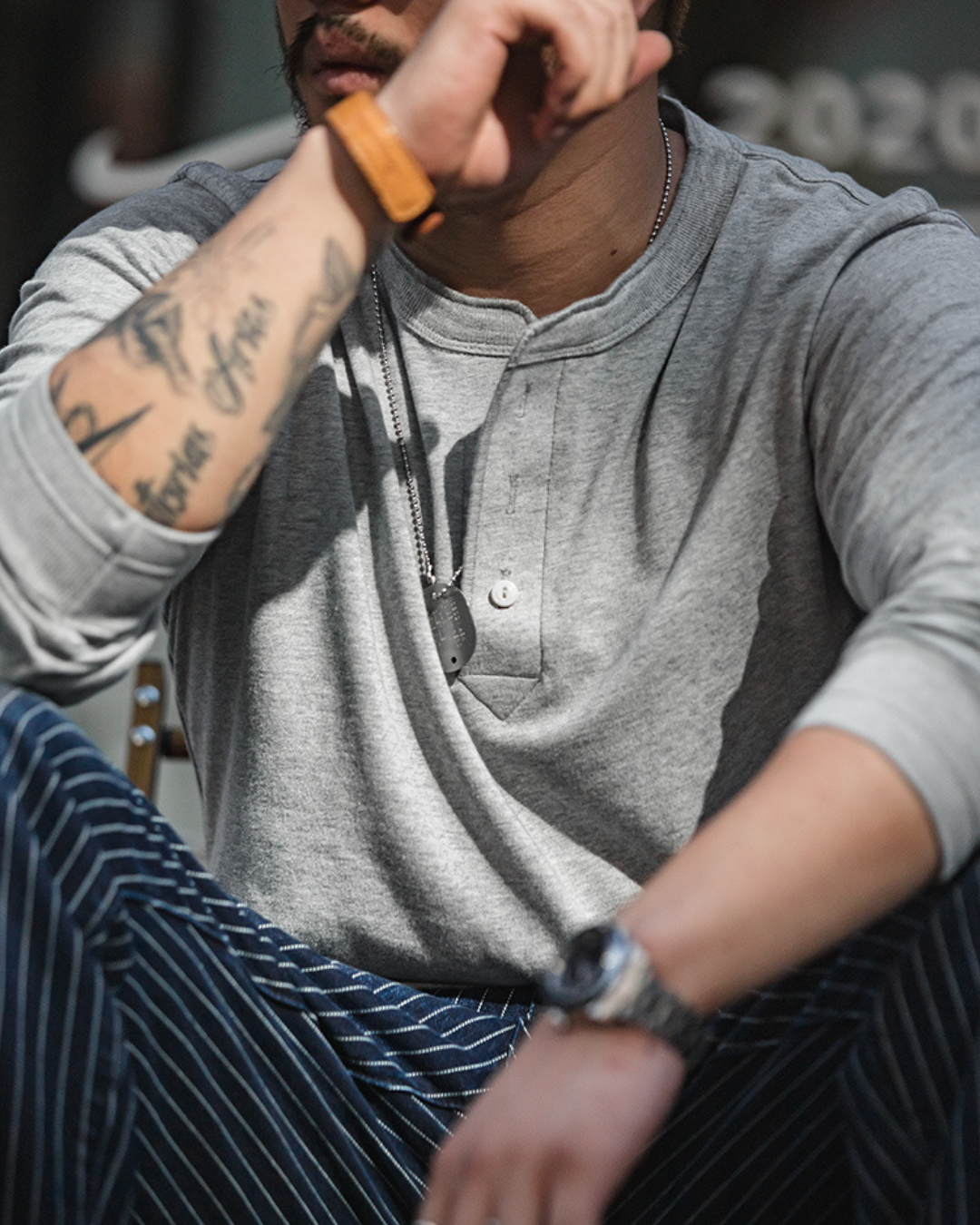 シラキュース ボタンダウンヘンリーネックロングカットソー 2226