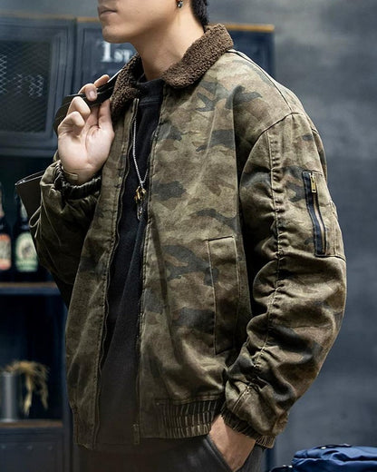 アタスカデロ ボアカラーカモ柄ボンバージャケット 2382