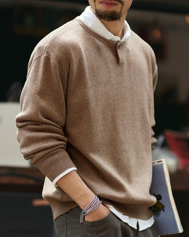 メスキート ワンボタンUネックニットセーター 2323