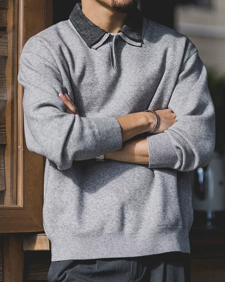 ウォーターベリー フェイクレイヤードポロカラーニット 2374