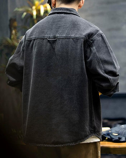 ブラックスバーグ ウォッシュドブラックダメージデニムシャツ 2360