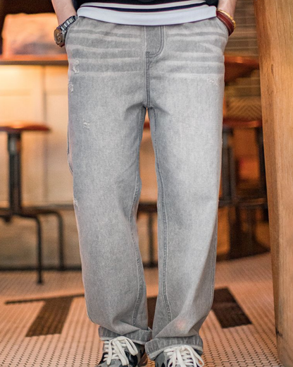 ナチトーシュ イージーウエストウォッシュドグレイバギージーンズ 2278